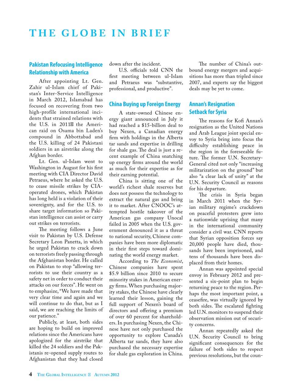 The Global Intelligence Preview Pages