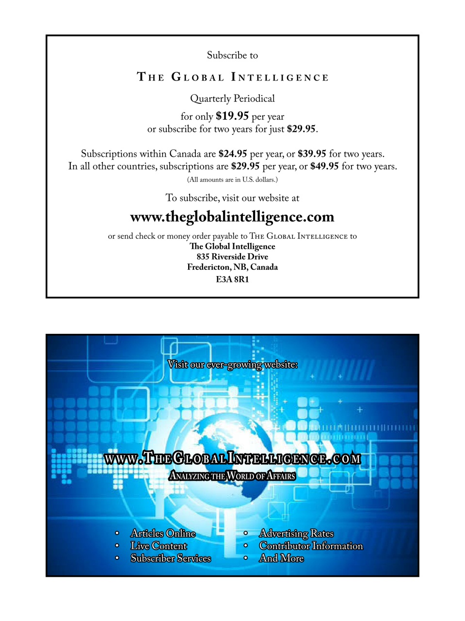 The Global Intelligence Preview Pages