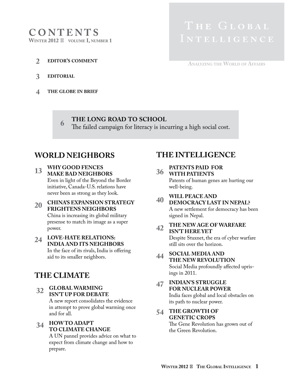 The Global Intelligence Preview Pages