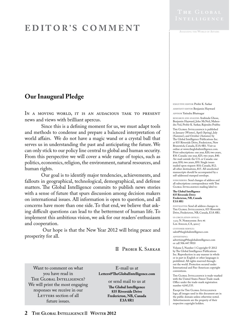 The Global Intelligence Preview Pages