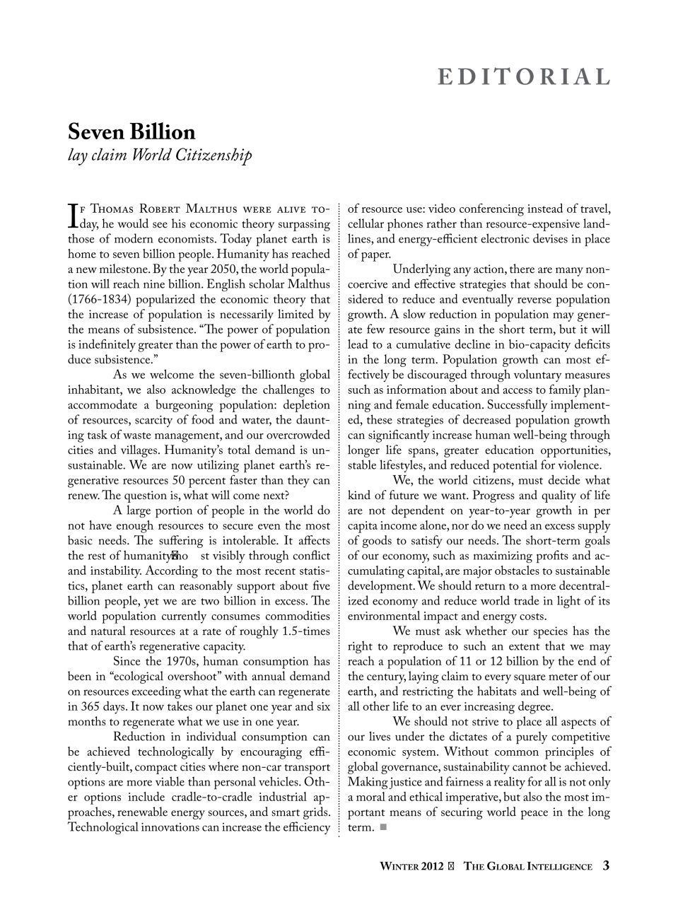 The Global Intelligence Preview Pages