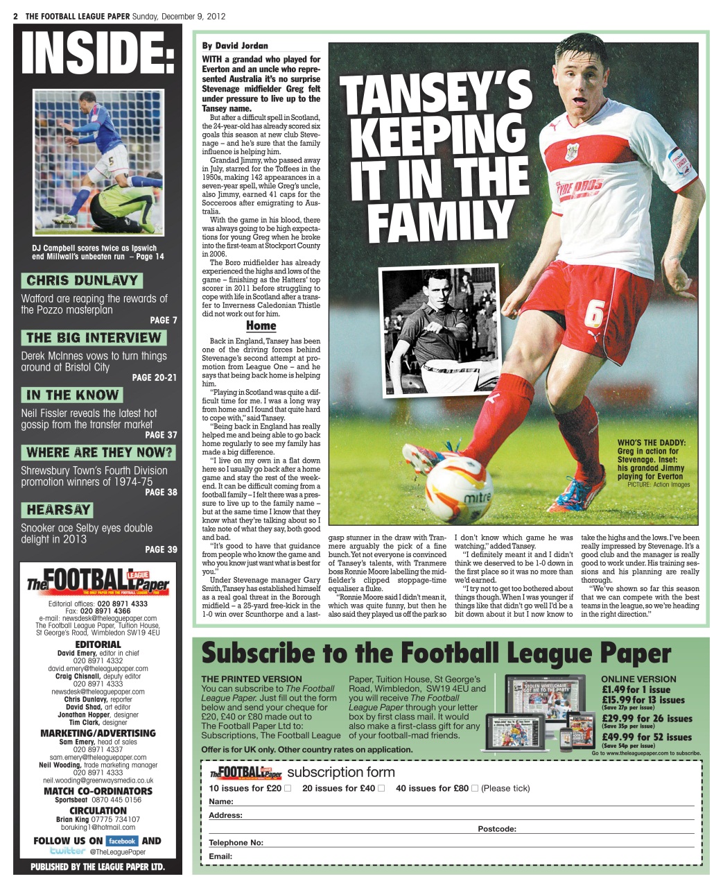 The Football League Paper Preview Pages