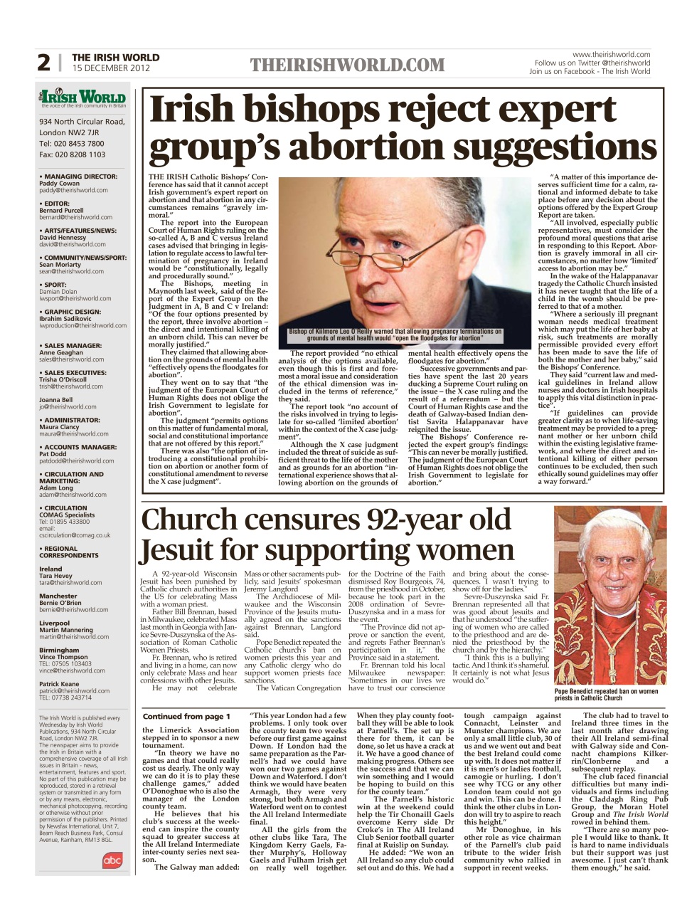 Irish World Preview Pages