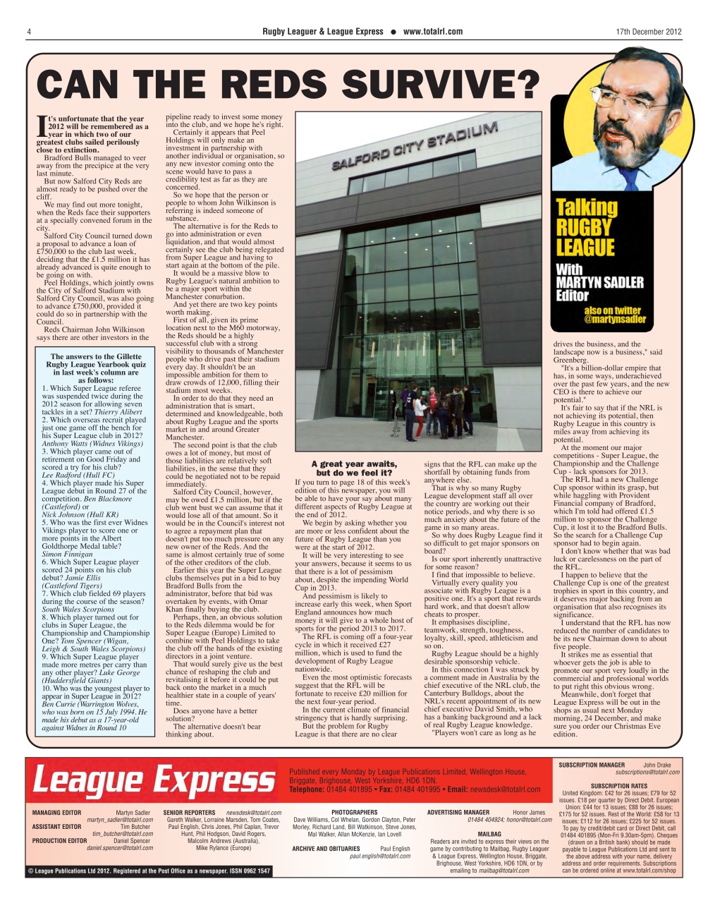 League Express Preview Pages