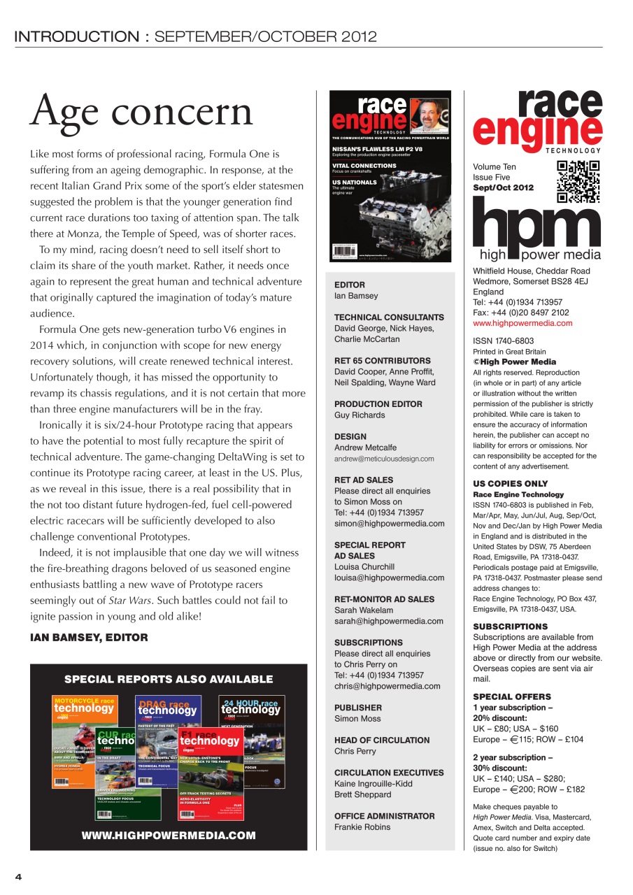 Race Engine Technology Preview Pages