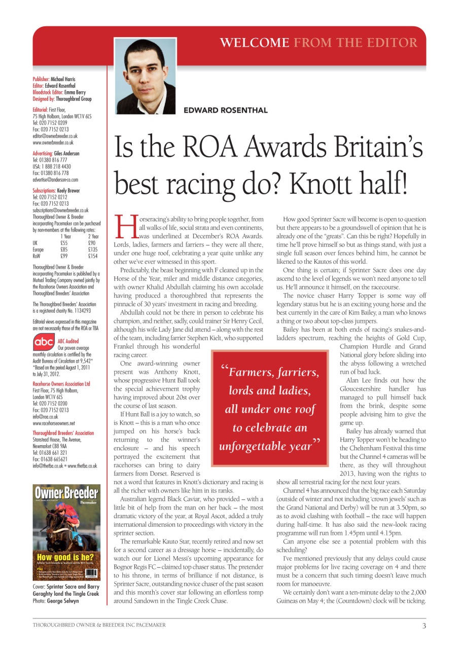 The Owner Breeder Preview Pages