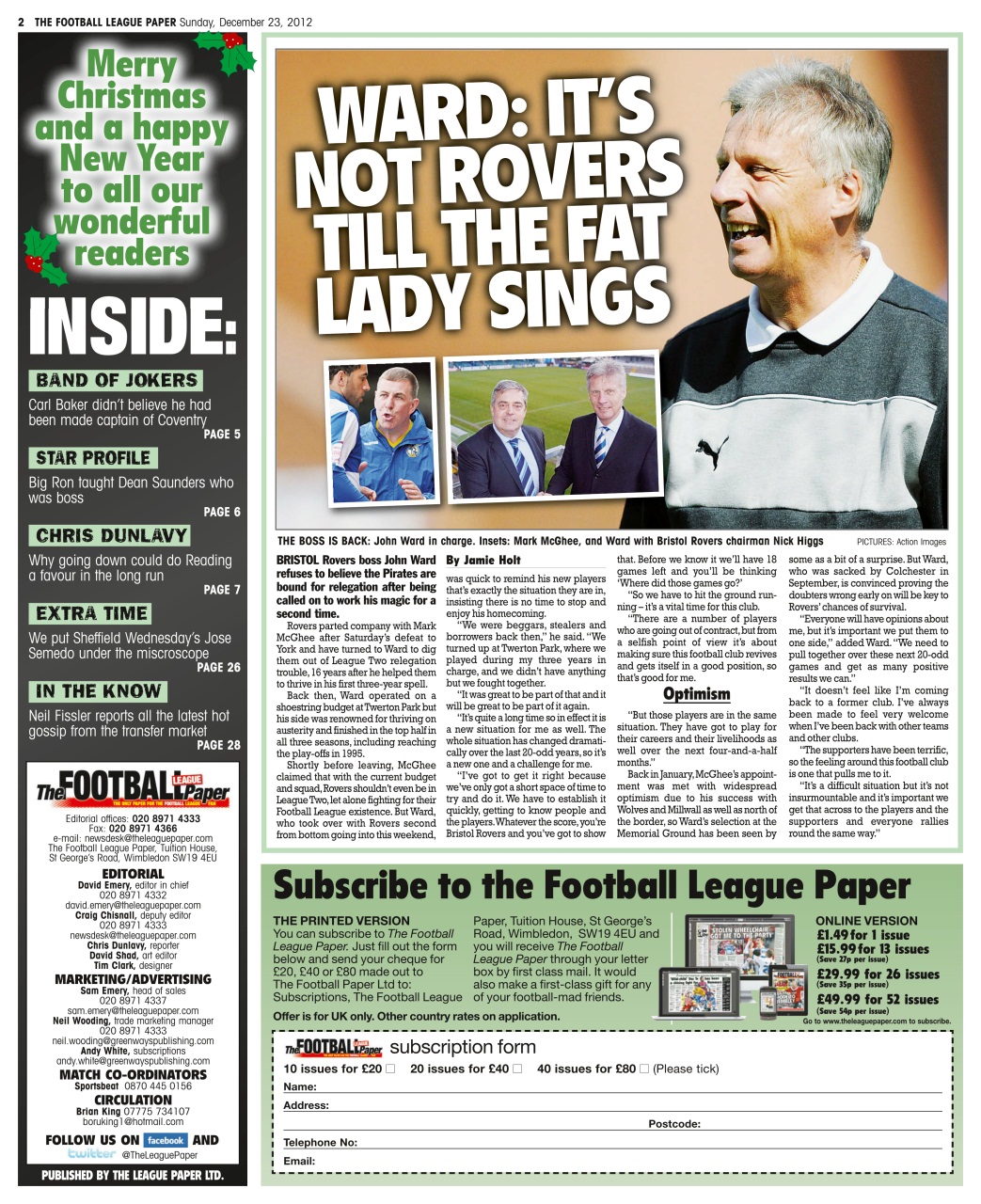 The Football League Paper Preview Pages