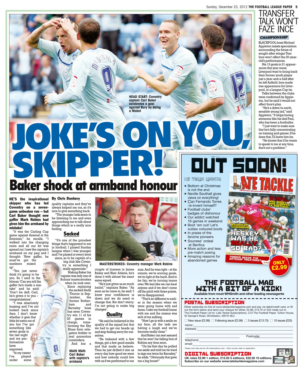 The Football League Paper Preview Pages