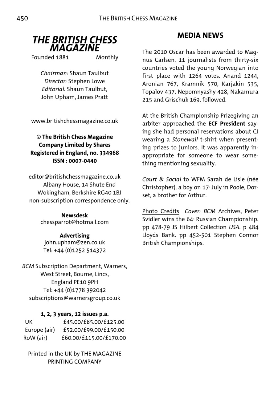British Chess Magazine Preview Pages