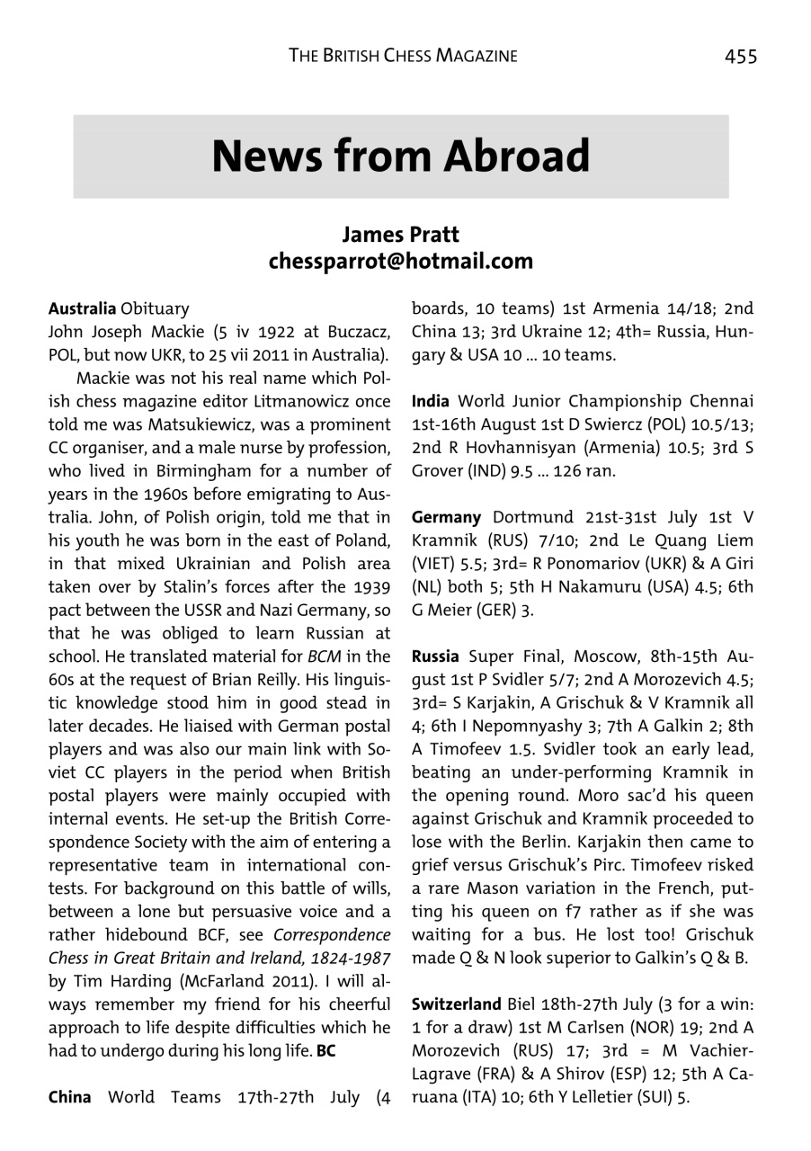 British Chess Magazine Preview Pages