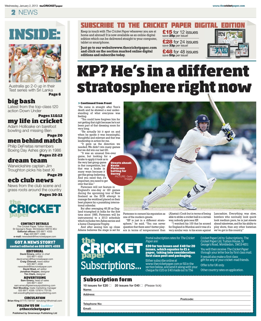 The Cricket Paper Preview Pages