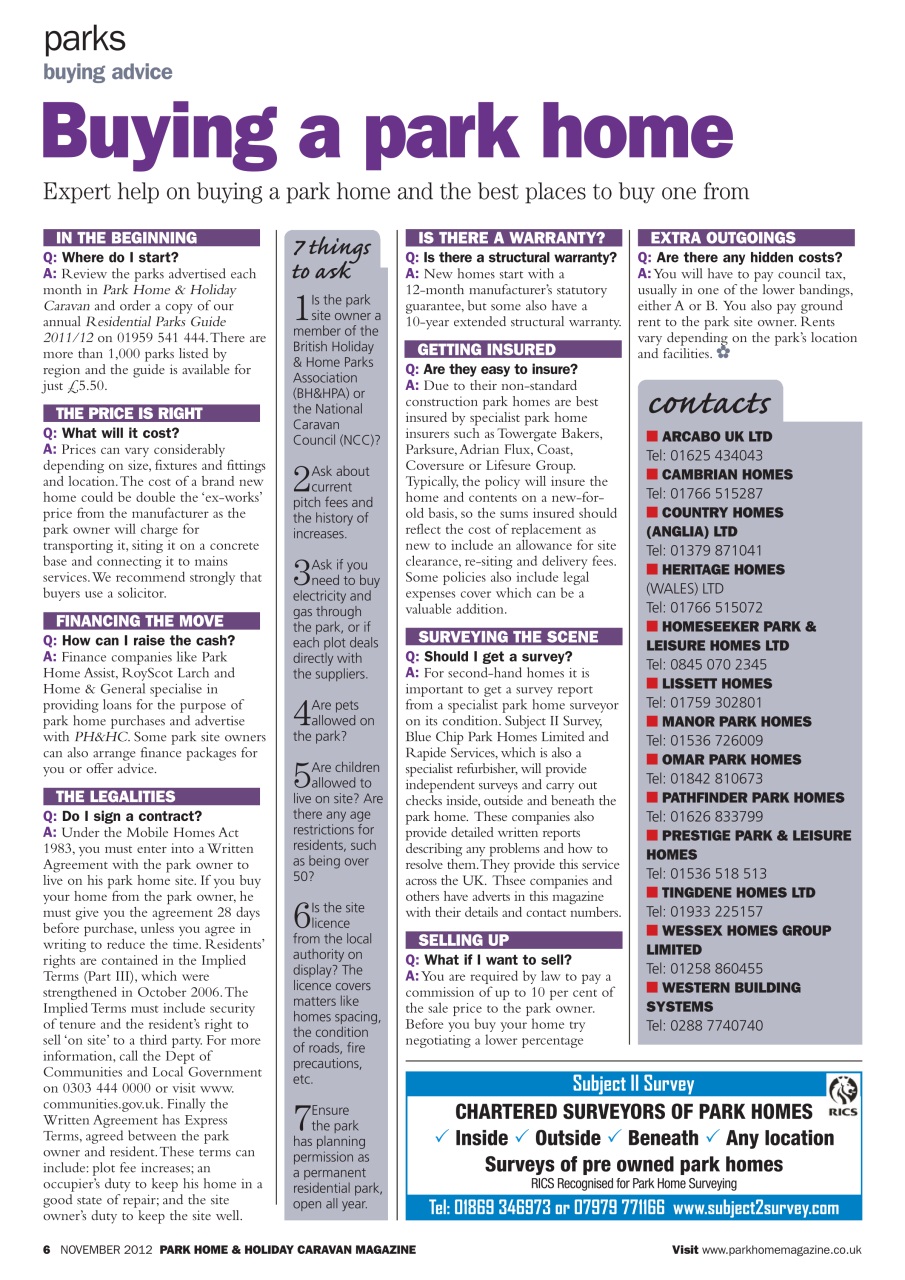 Park Home & Holiday Living Preview Pages