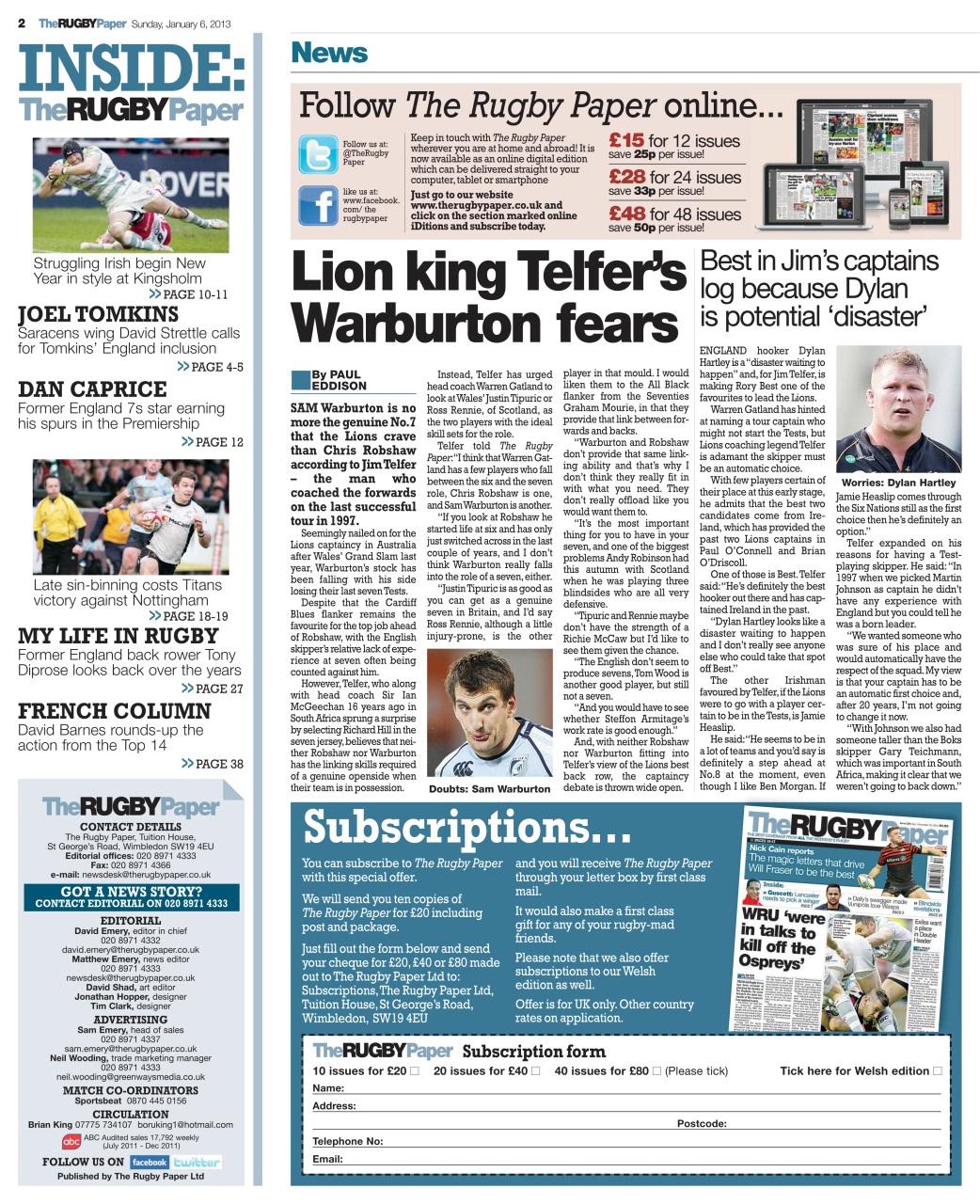 The Rugby Paper Preview Pages