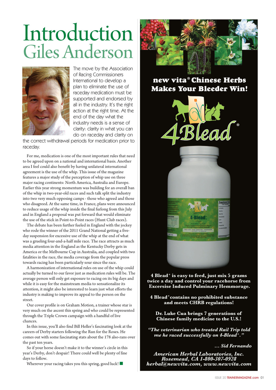 North American Trainer Magazine - horse racing Preview Pages