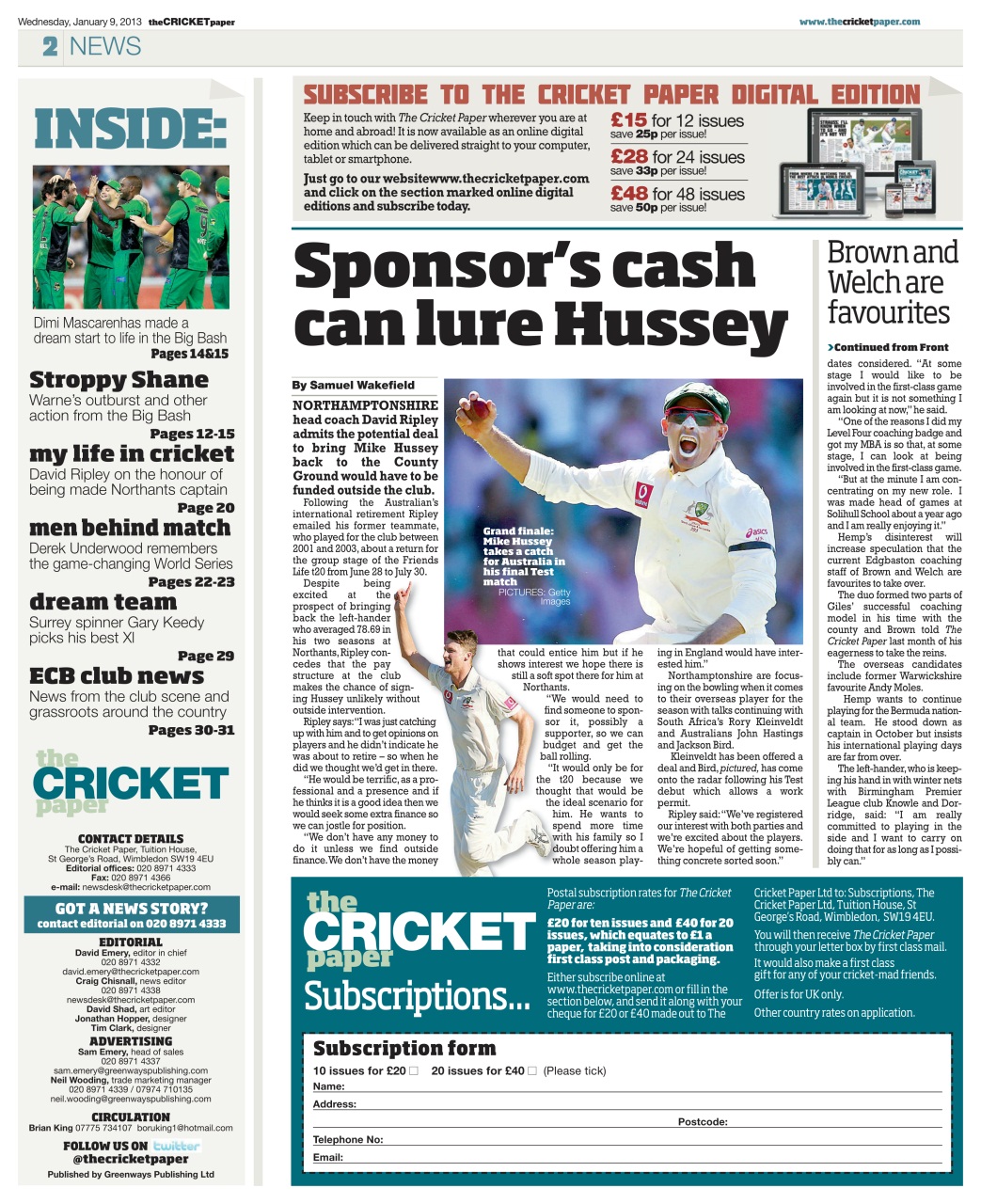 The Cricket Paper Preview Pages