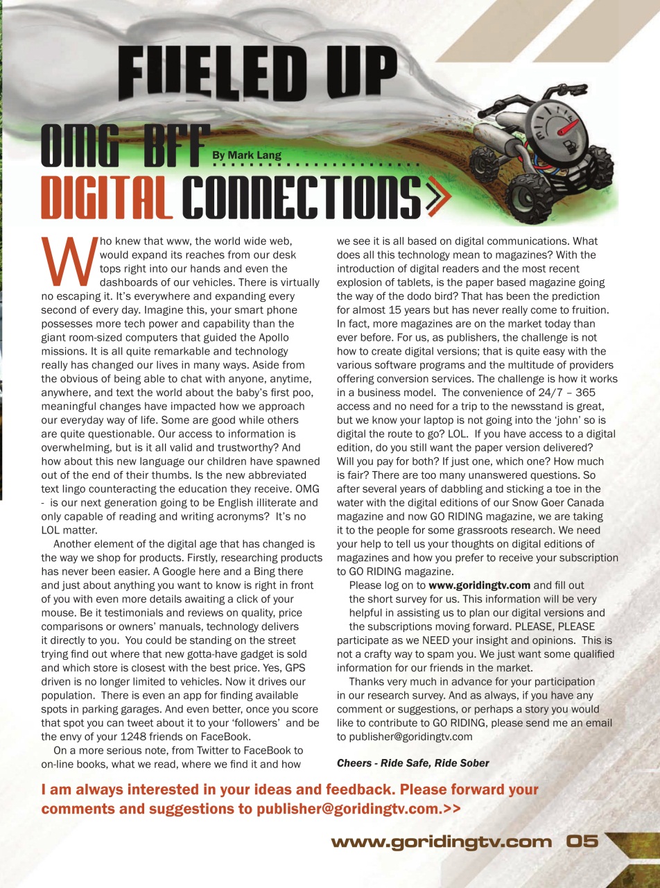 Go Riding ATVing Magazine Preview Pages