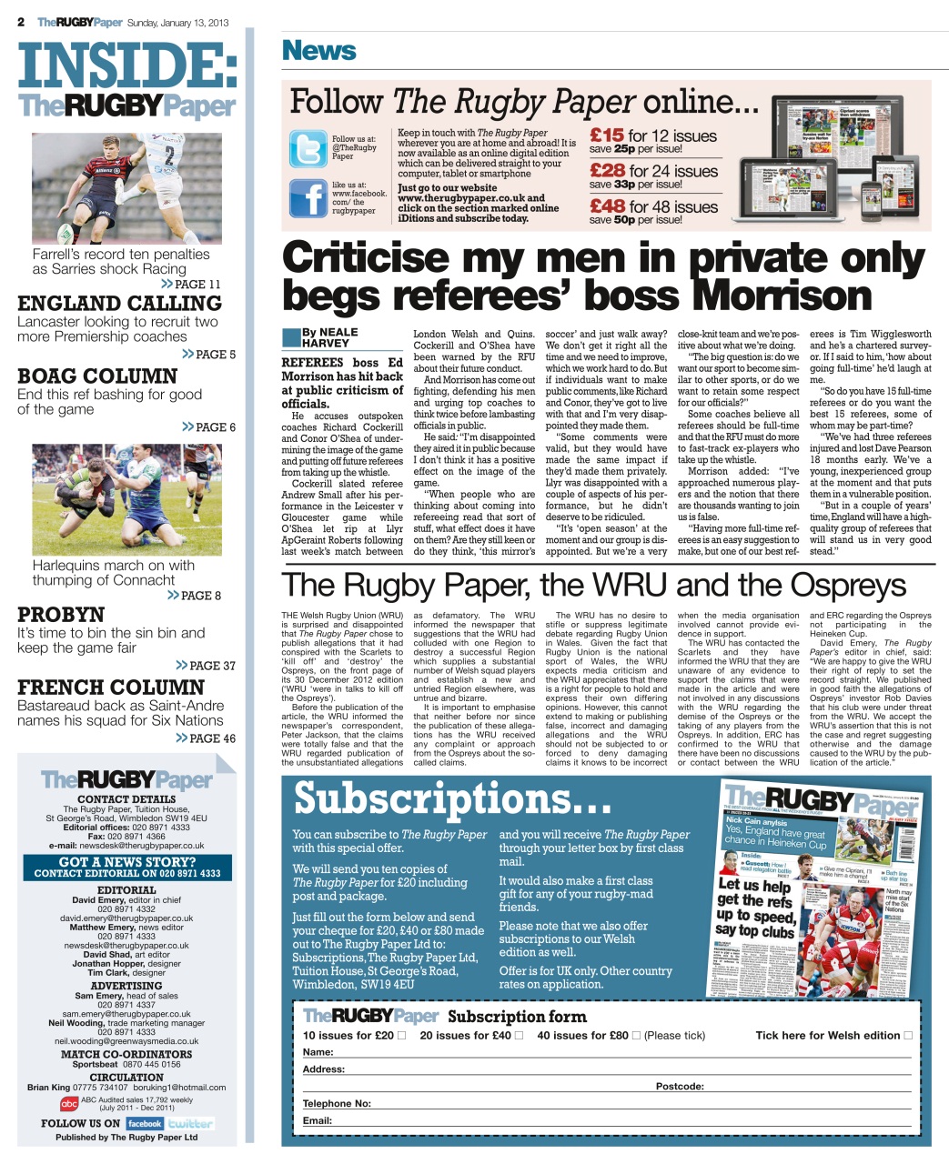 The Rugby Paper Preview Pages