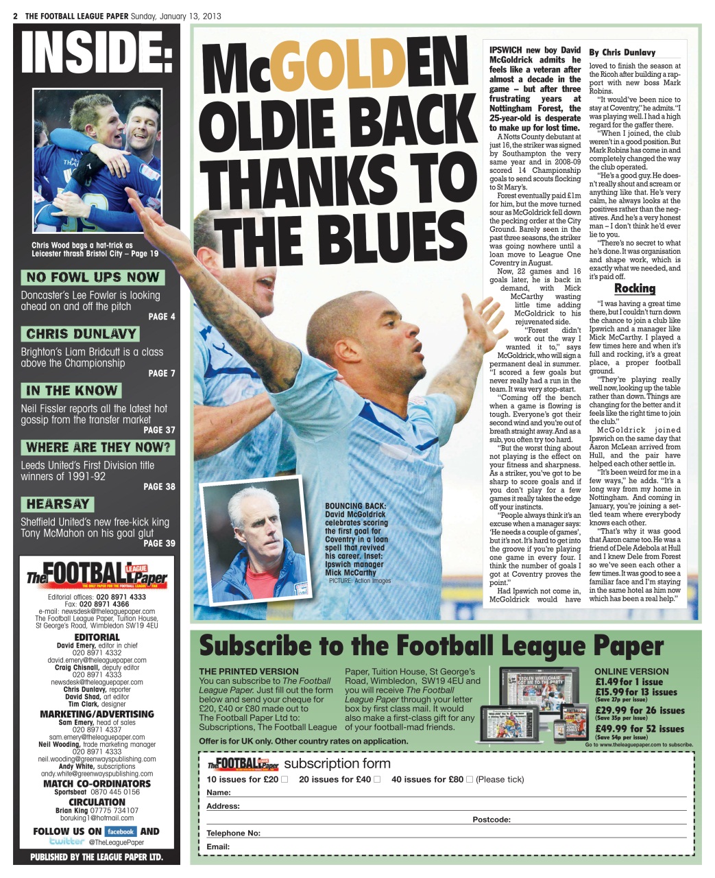 The Football League Paper Preview Pages