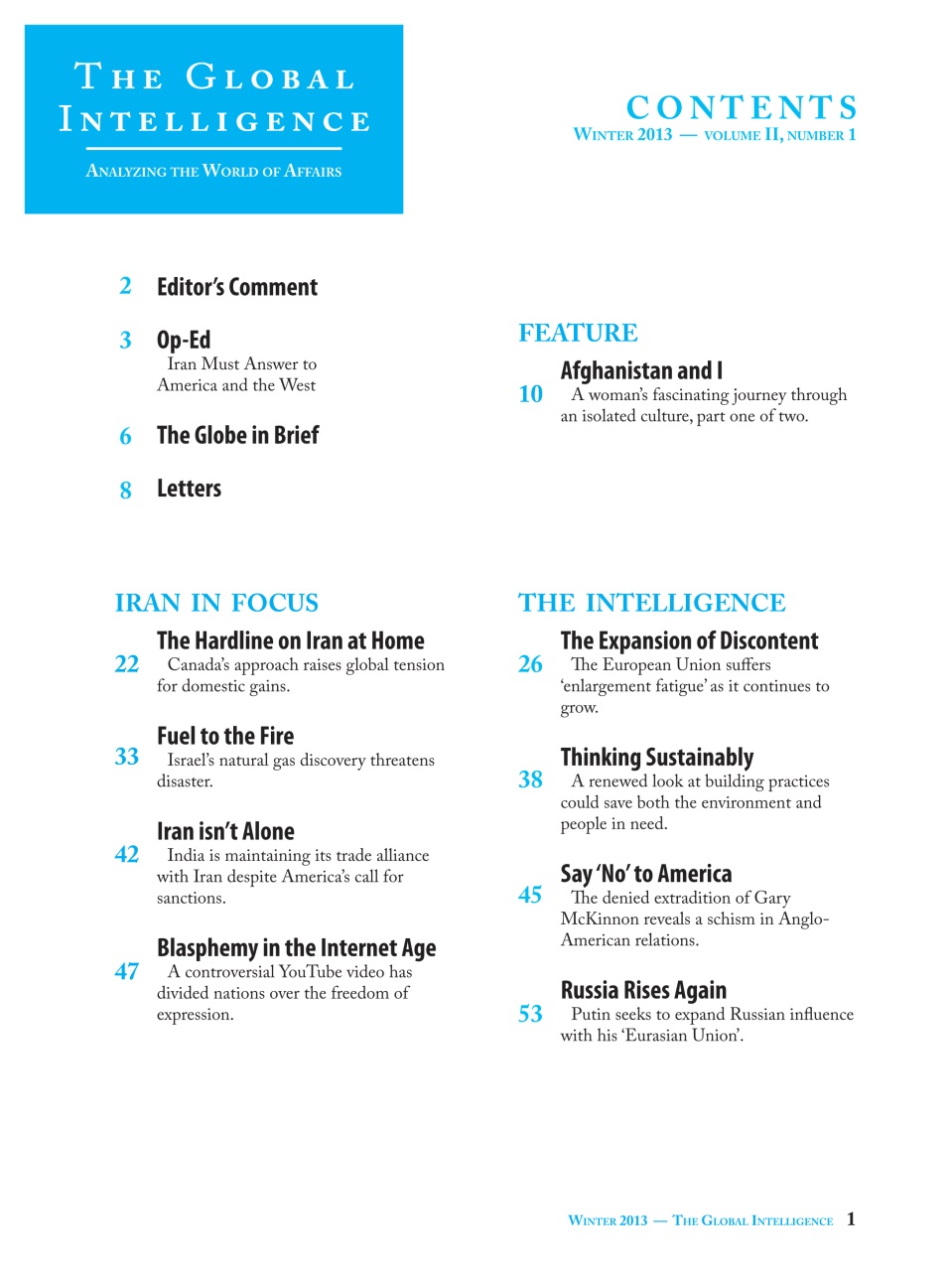 The Global Intelligence Preview Pages