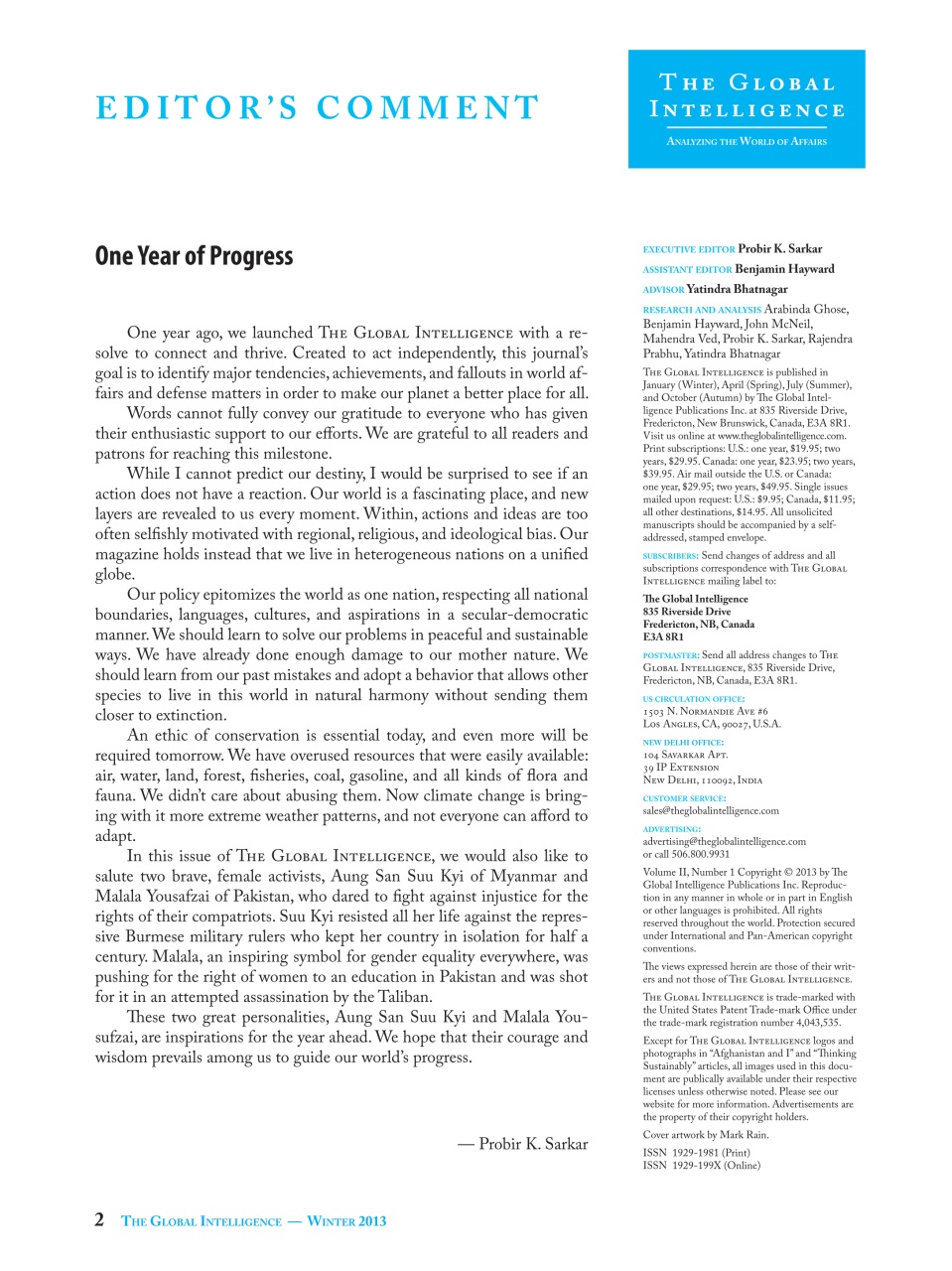 The Global Intelligence Preview Pages