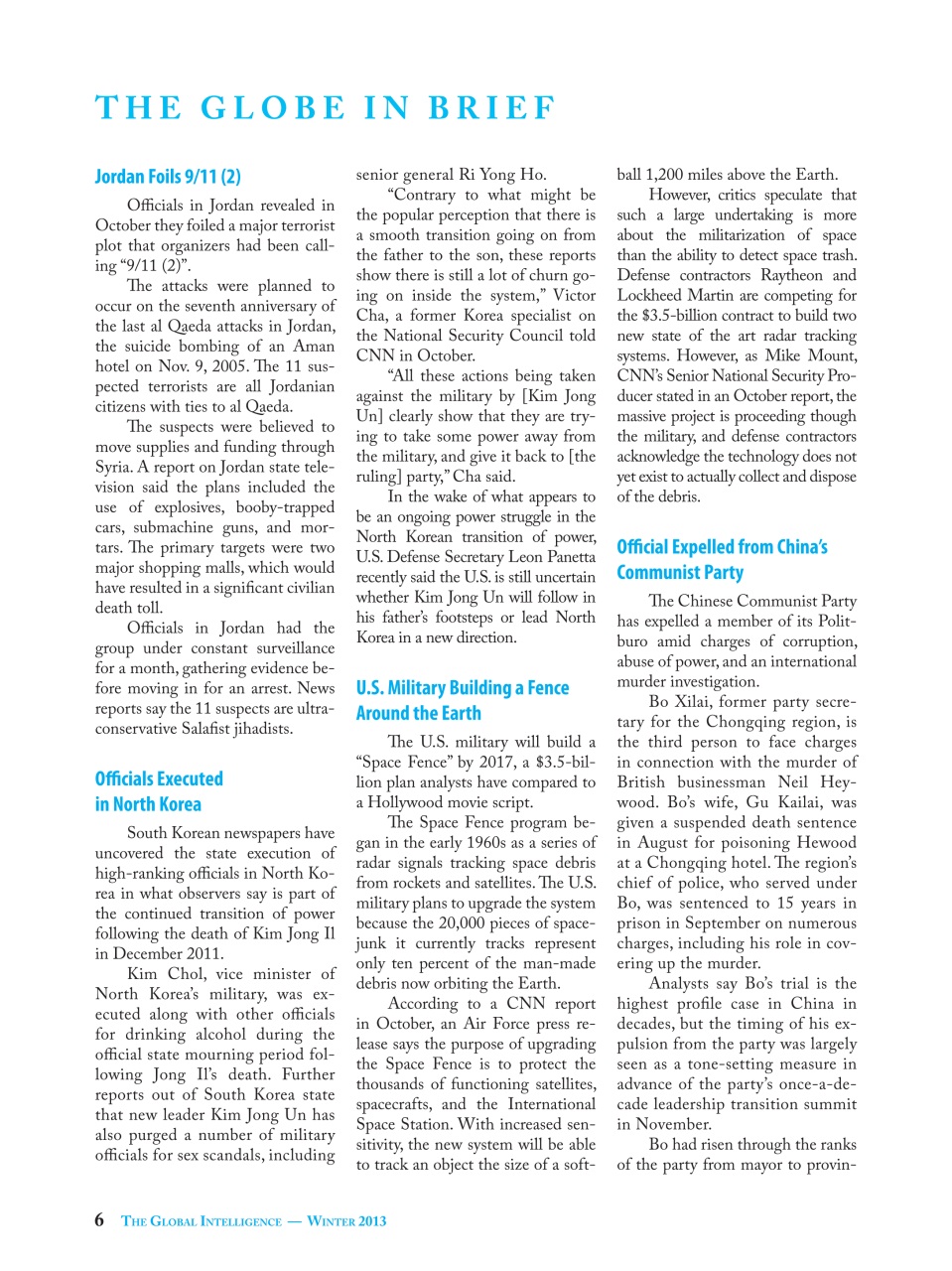 The Global Intelligence Preview Pages