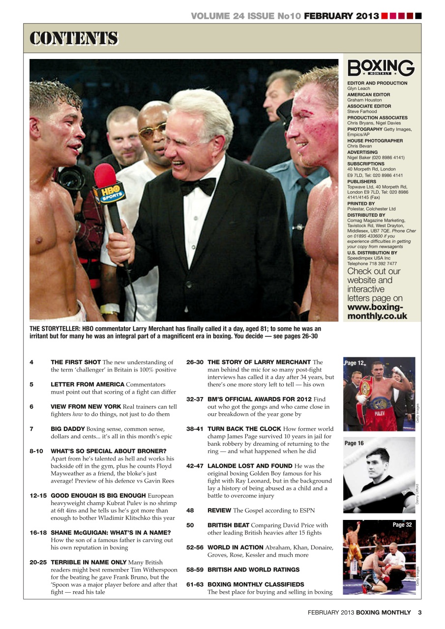 Boxing Monthly Preview Pages