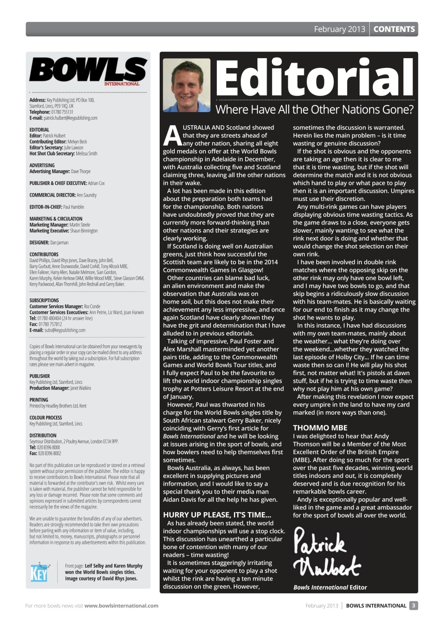 Bowls International Preview Pages