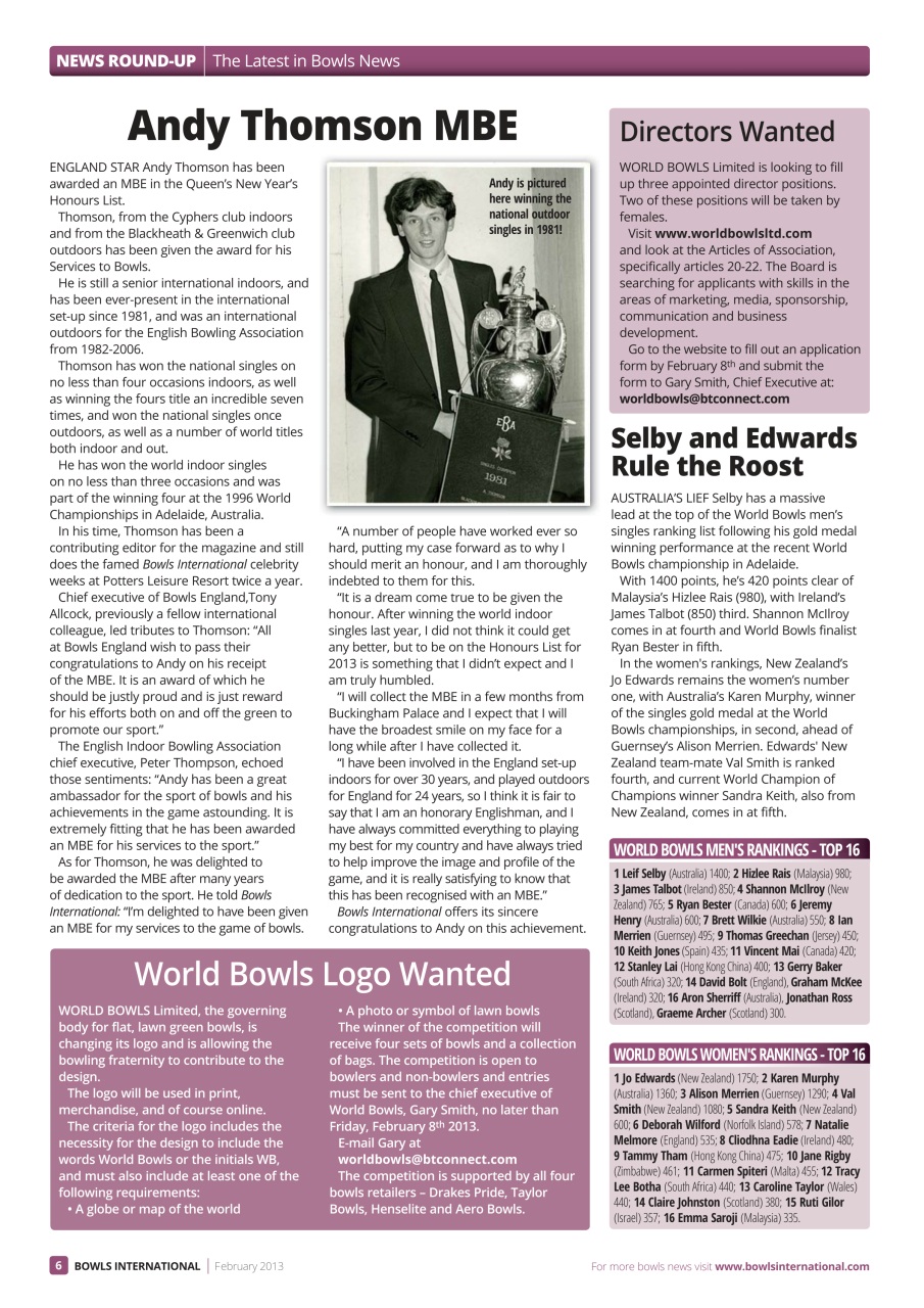 Bowls International Preview Pages