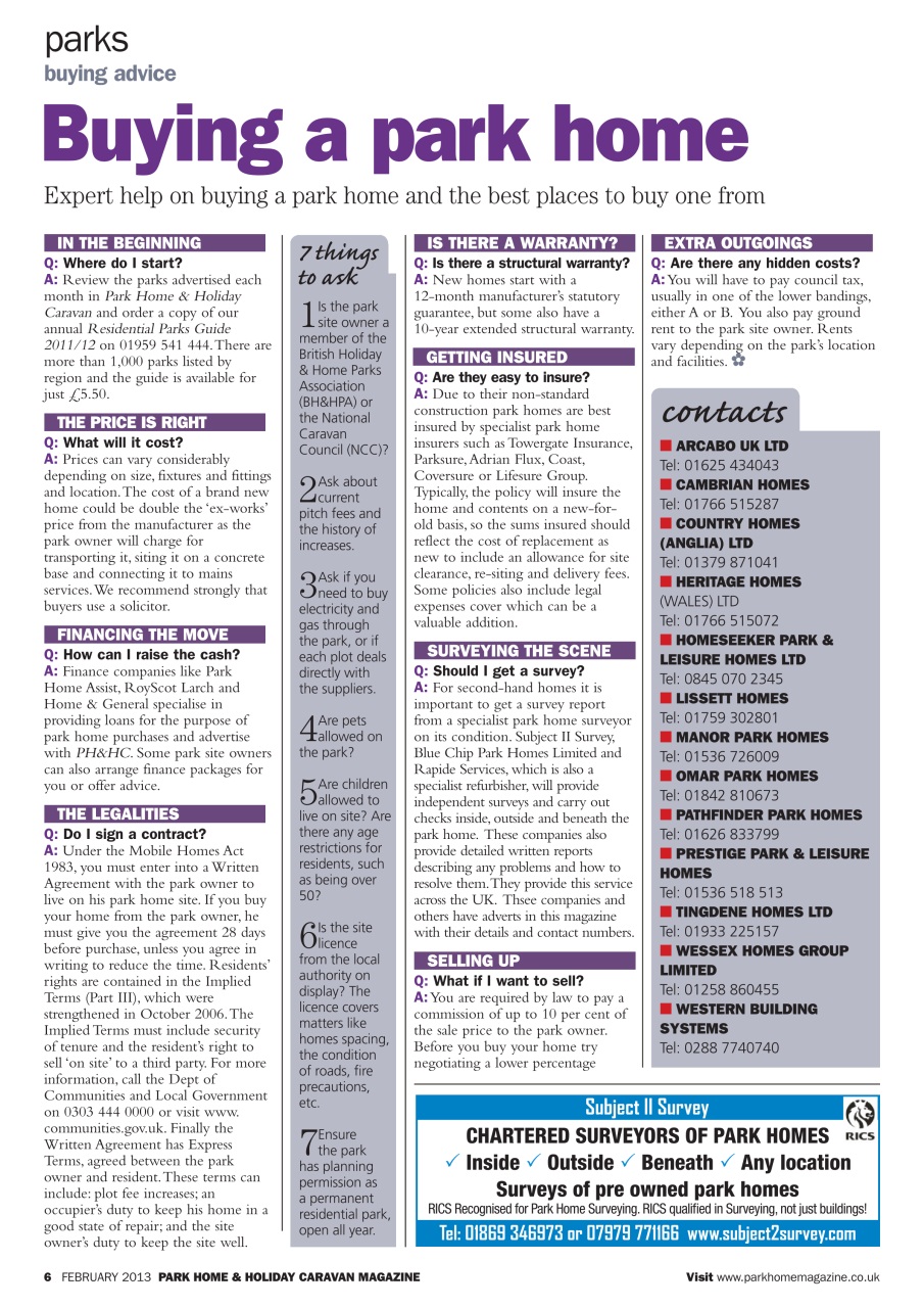 Park Home & Holiday Living Preview Pages