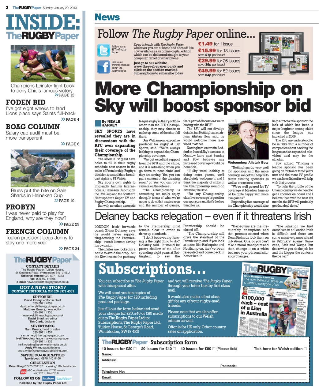 The Rugby Paper Preview Pages