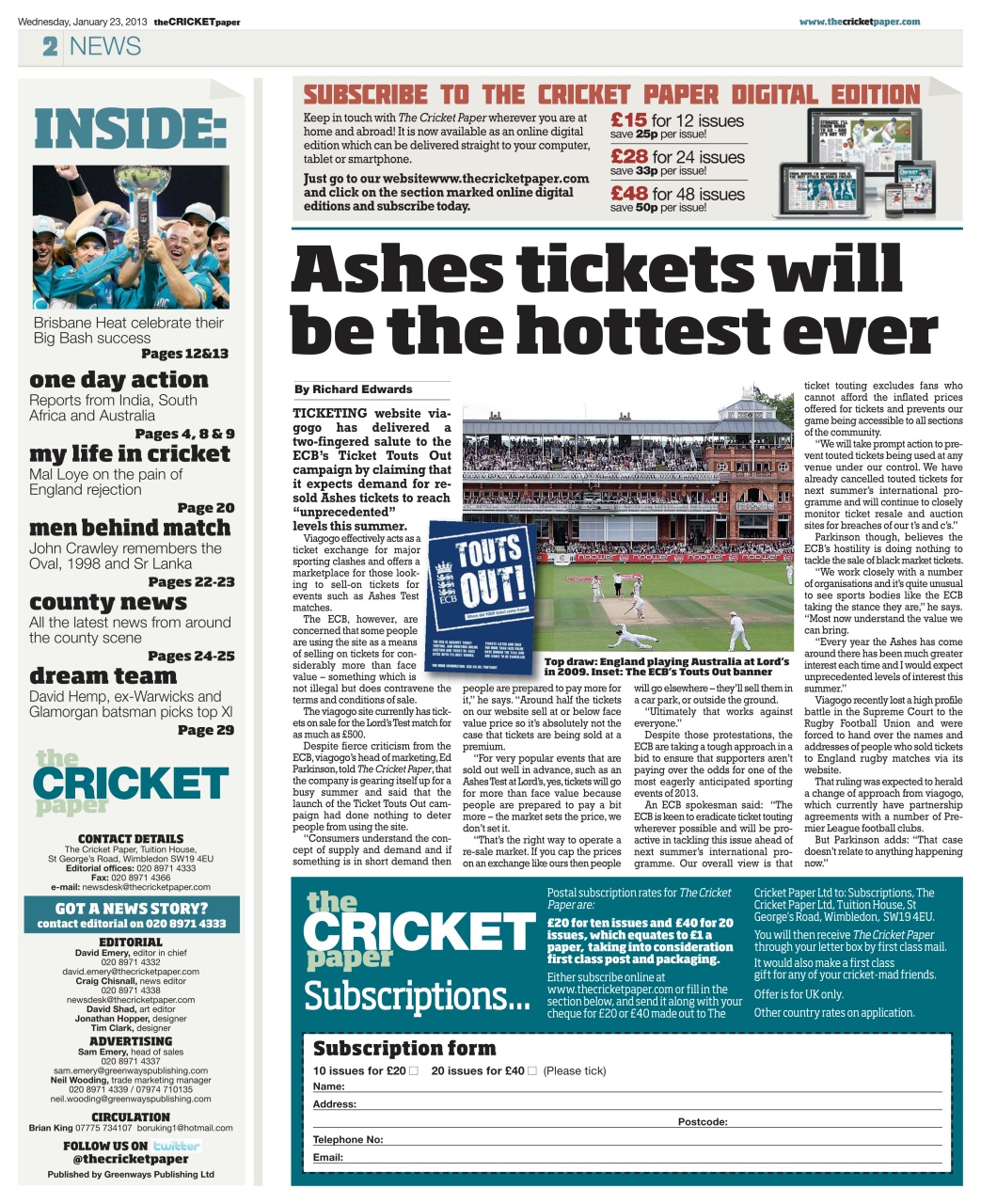 The Cricket Paper Preview Pages