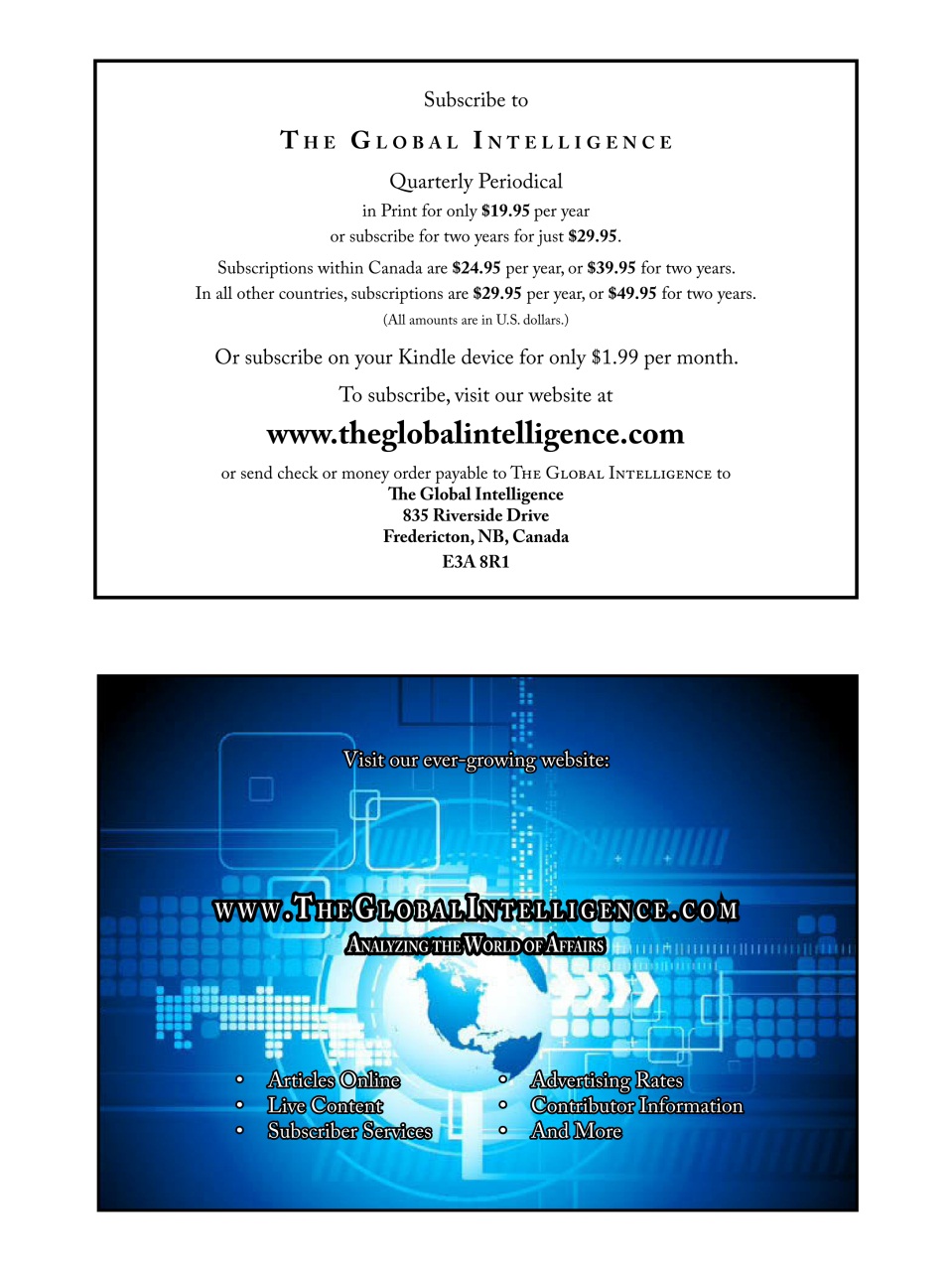 The Global Intelligence Preview Pages