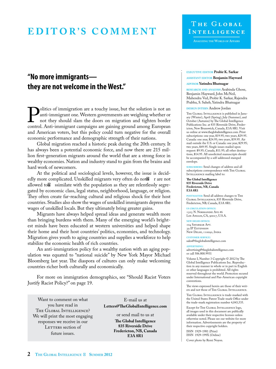 The Global Intelligence Preview Pages