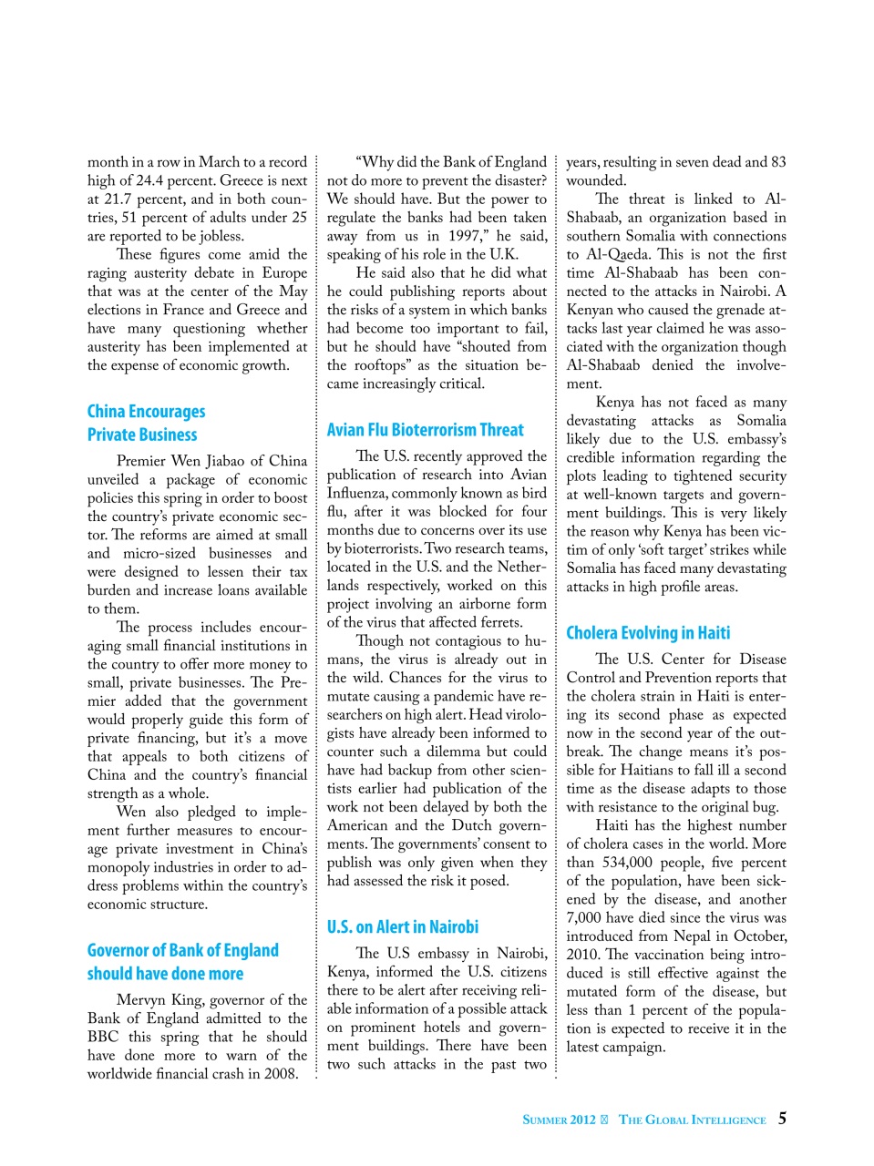 The Global Intelligence Preview Pages