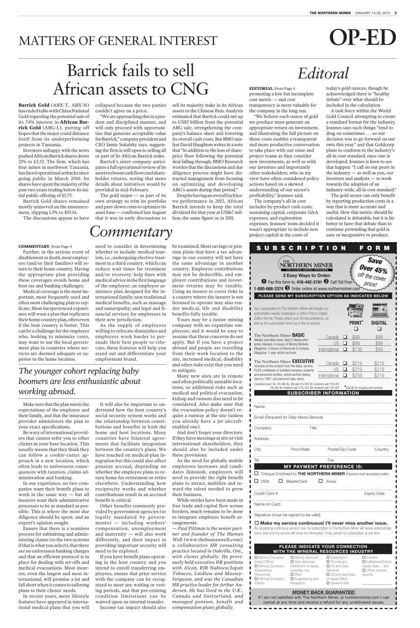 The Northern Miner Preview Pages