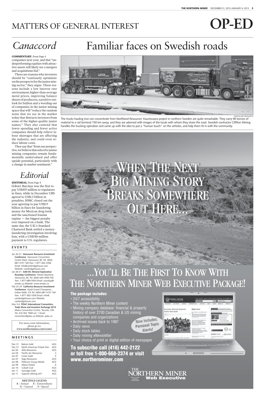 The Northern Miner Preview Pages