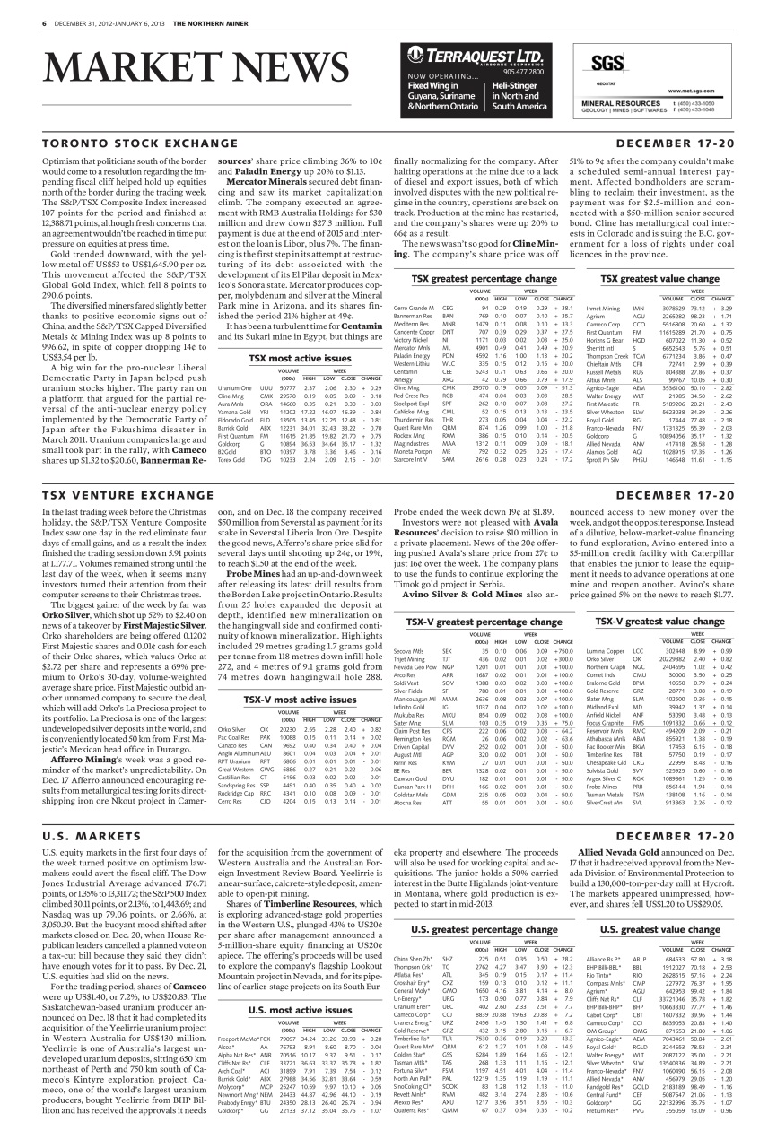 The Northern Miner Preview Pages