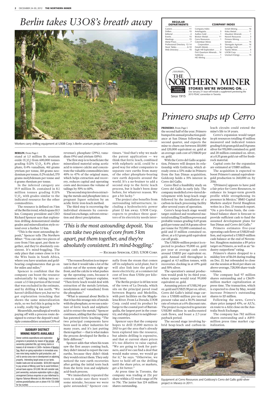 The Northern Miner Preview Pages