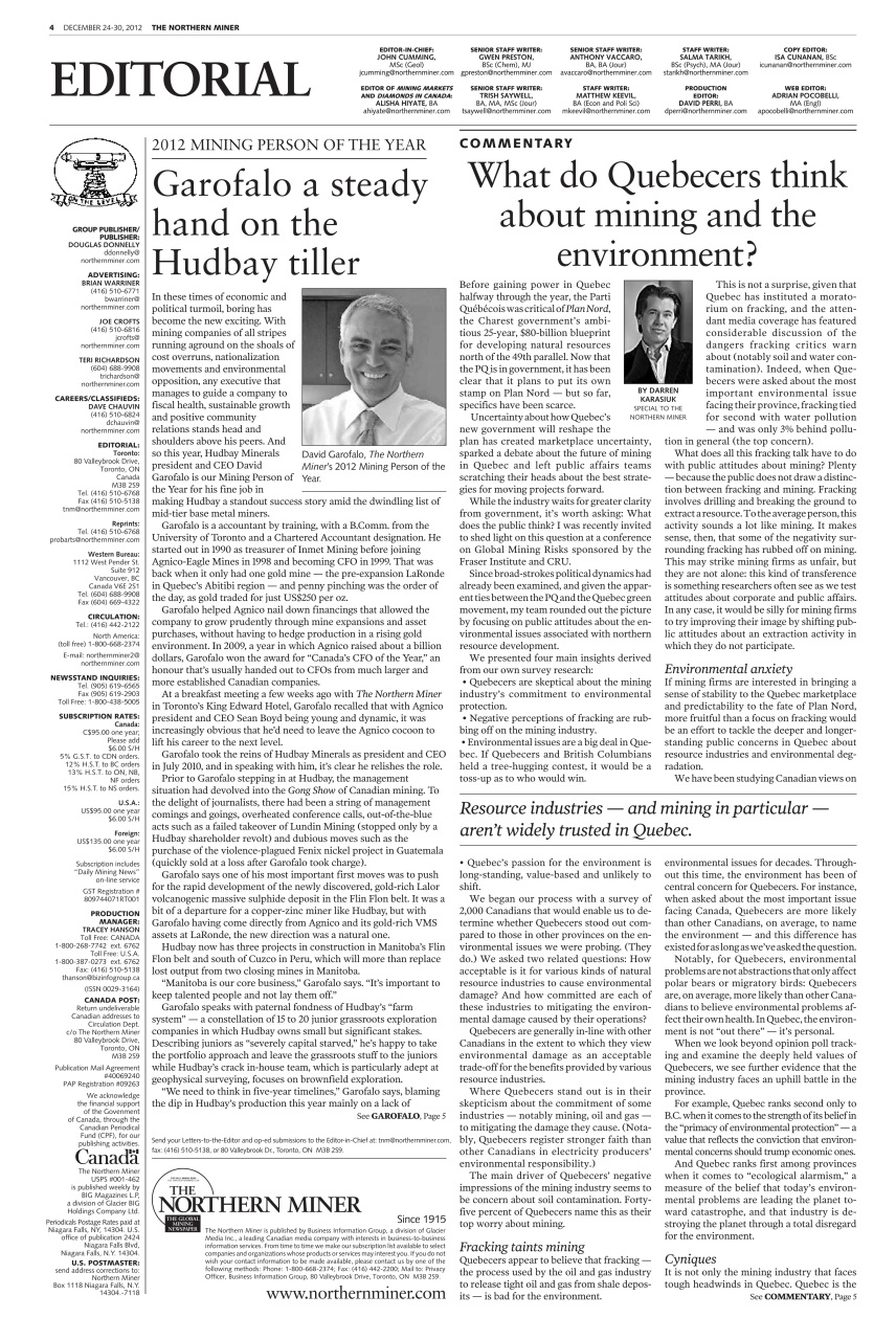 The Northern Miner Preview Pages