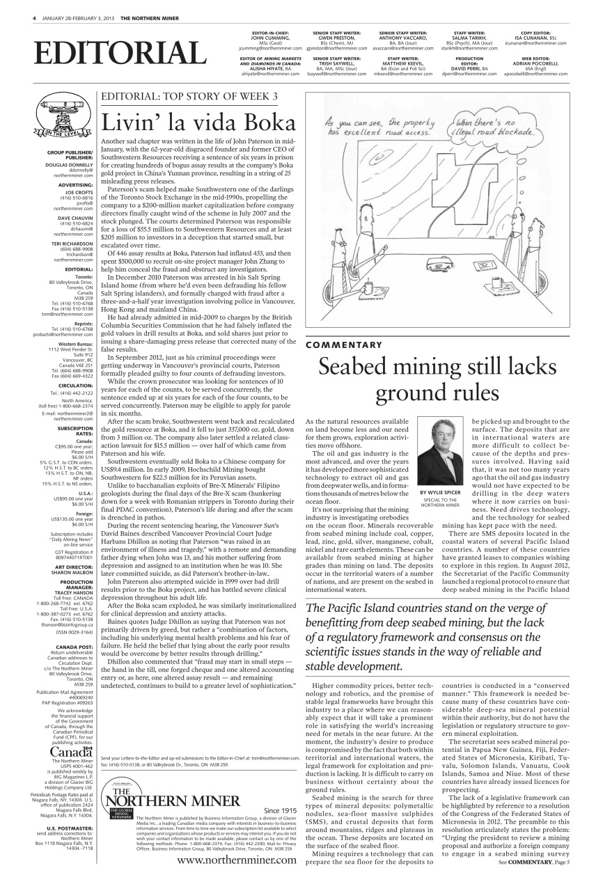 The Northern Miner Preview Pages