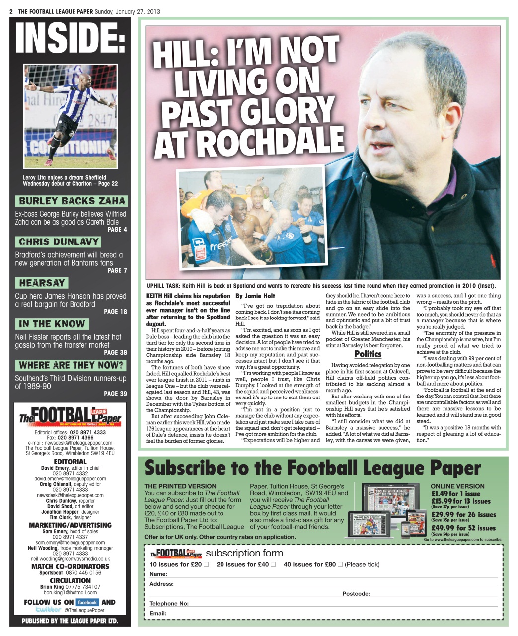 The Football League Paper Preview Pages