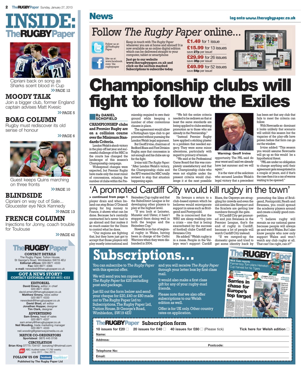 The Rugby Paper Preview Pages