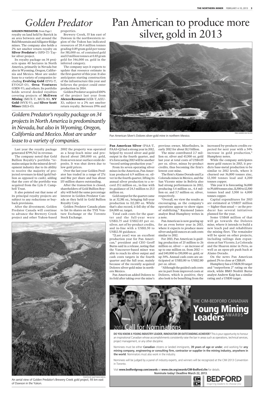 The Northern Miner Preview Pages