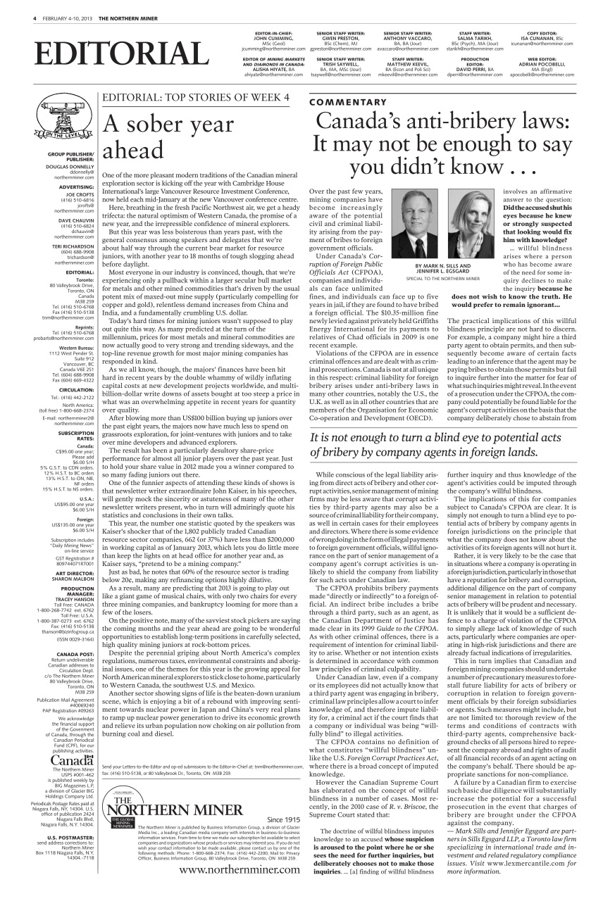 The Northern Miner Preview Pages