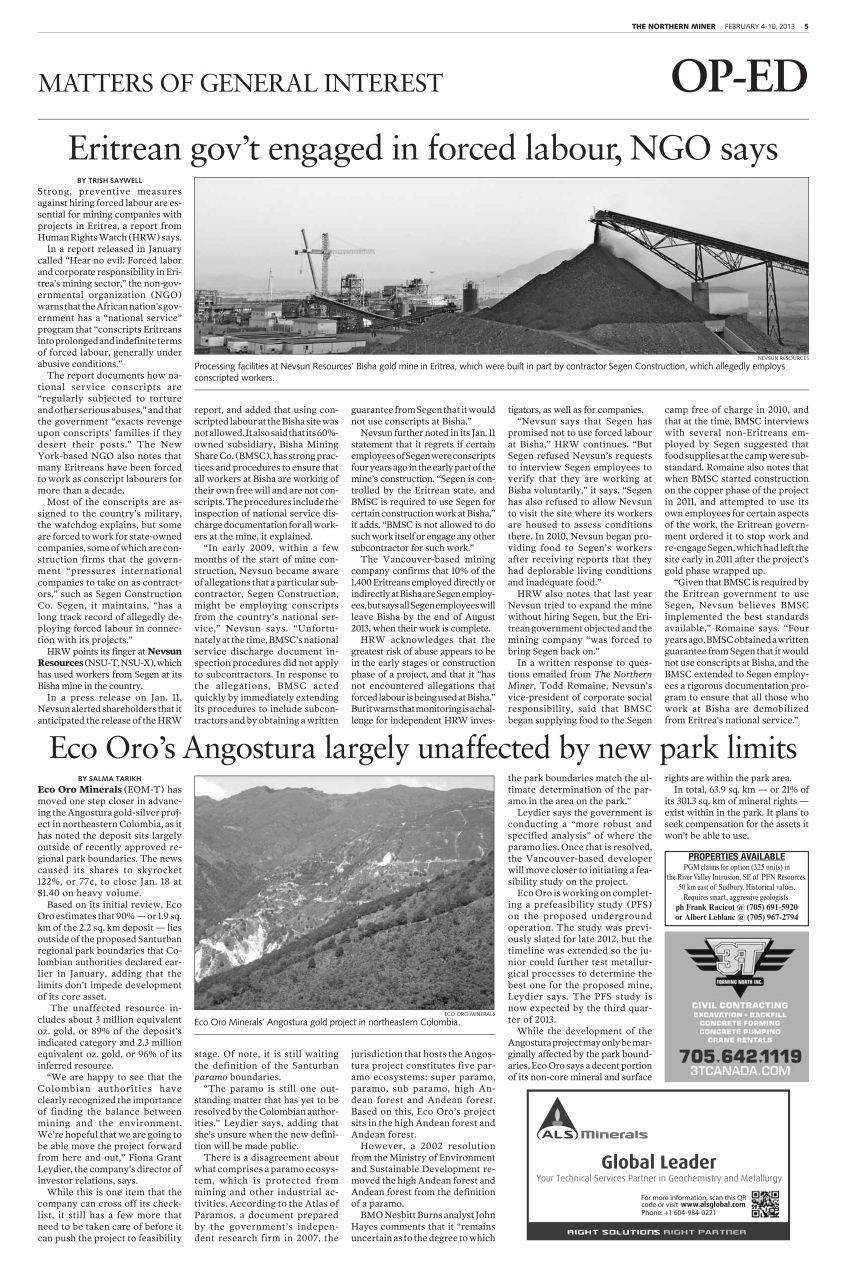 The Northern Miner Preview Pages