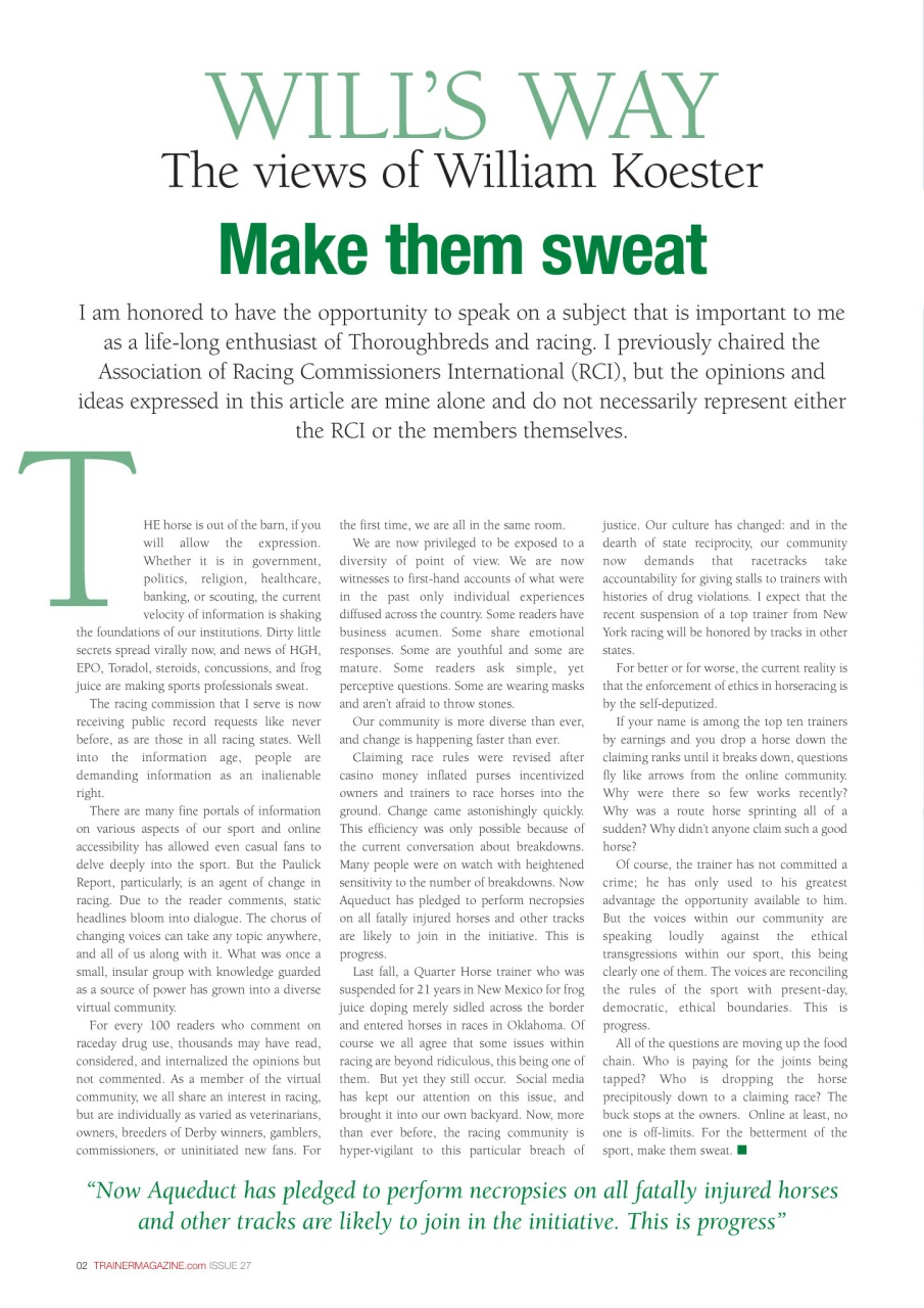 North American Trainer Magazine - horse racing Preview Pages