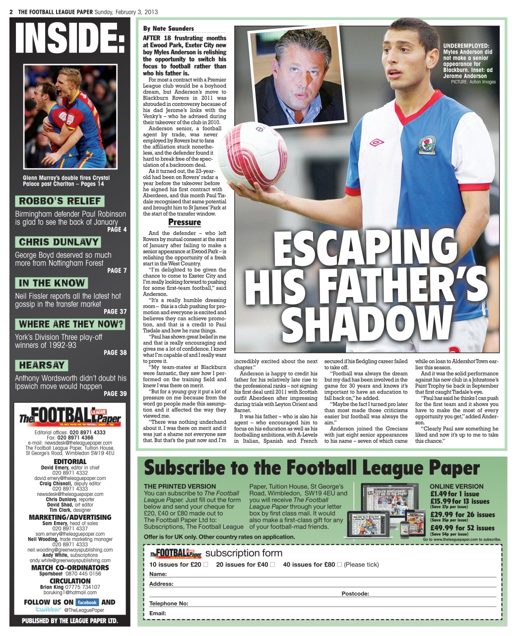 The Football League Paper Preview Pages