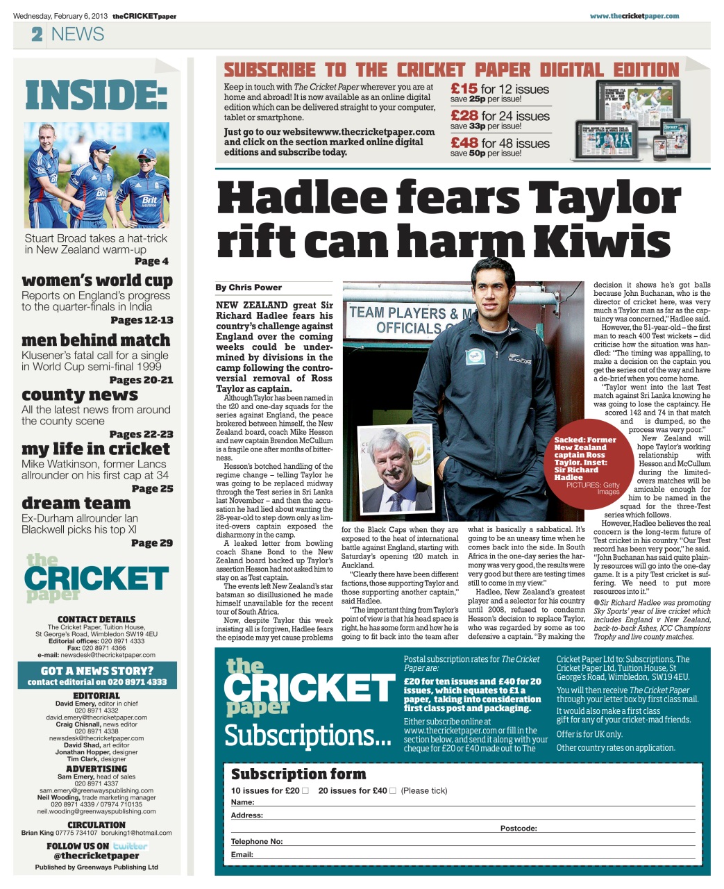 The Cricket Paper Preview Pages