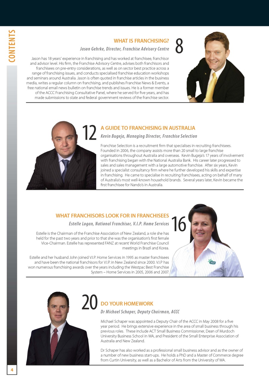 Business Franchise Directory Preview Pages