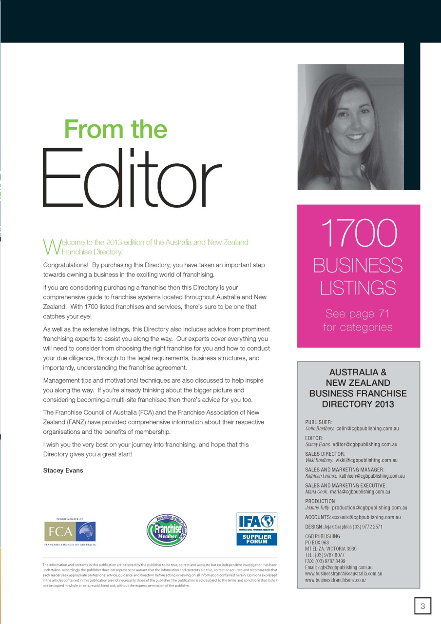 Business Franchise Directory Preview Pages